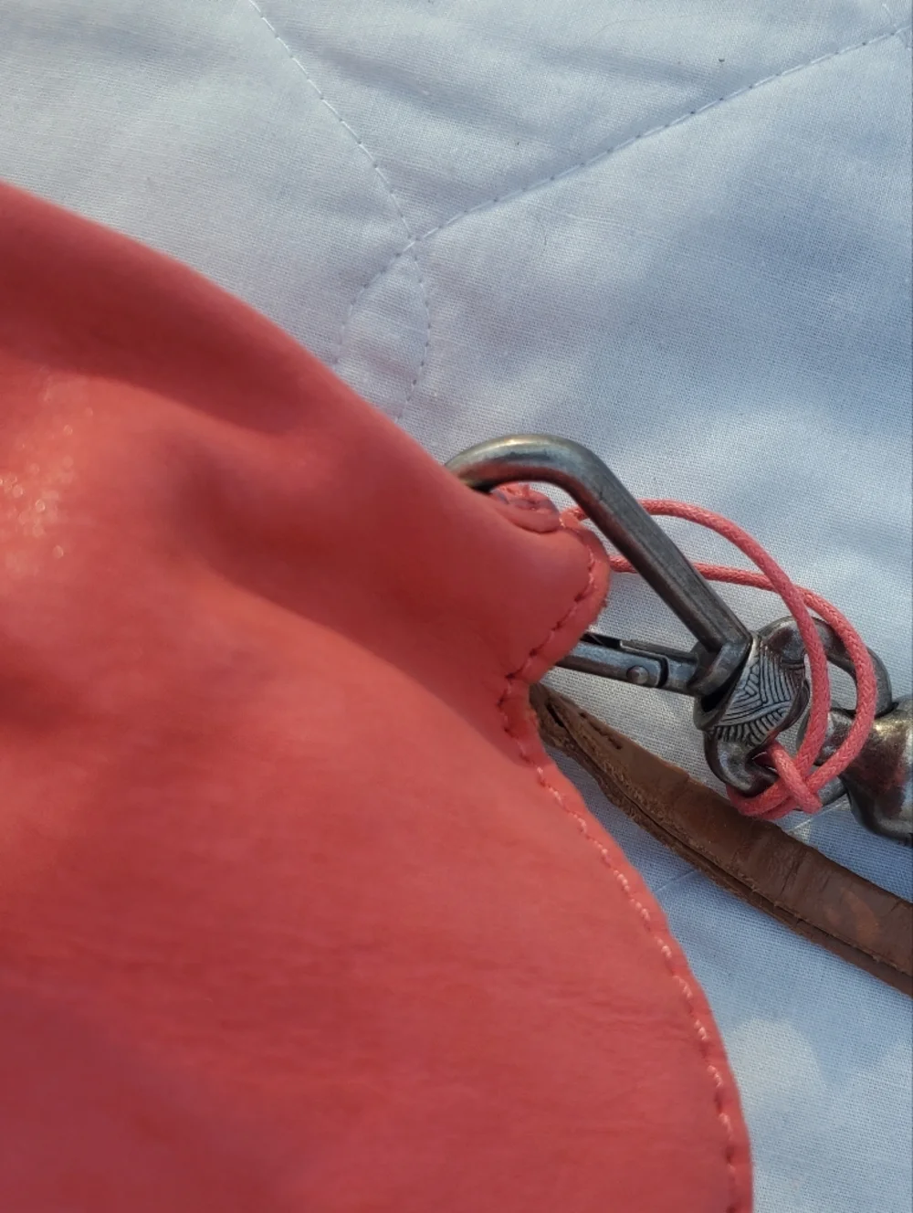 The Sak Coral and Brown Women's Leather Bag with Beaded Accent - Picture 7 of 10